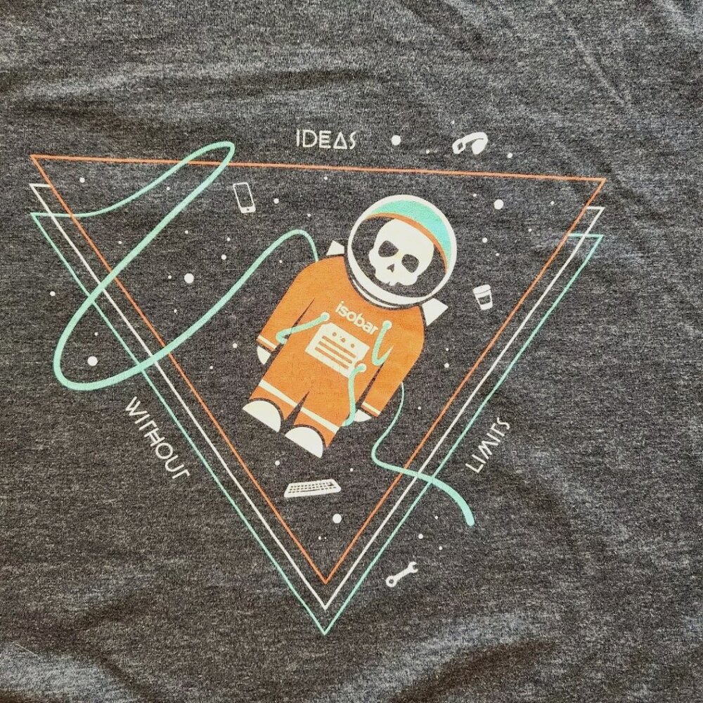 Isobar Ideas Without Limits Skeleton in Space Suit Digital Tech T-shirt 2XL